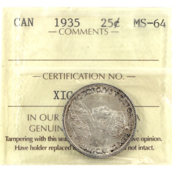 25-cent 1935 ICCS MS64