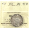 Image 1 : 25-cent 1935 ICCS MS64