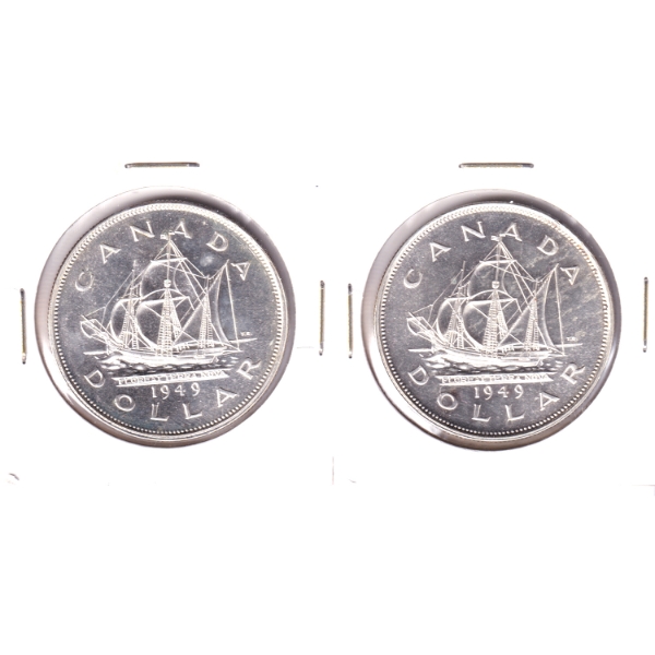 Pair of Silver $1 1949. 2pcs