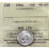 Image 1 : 10-cent 1946 ICCS MS65