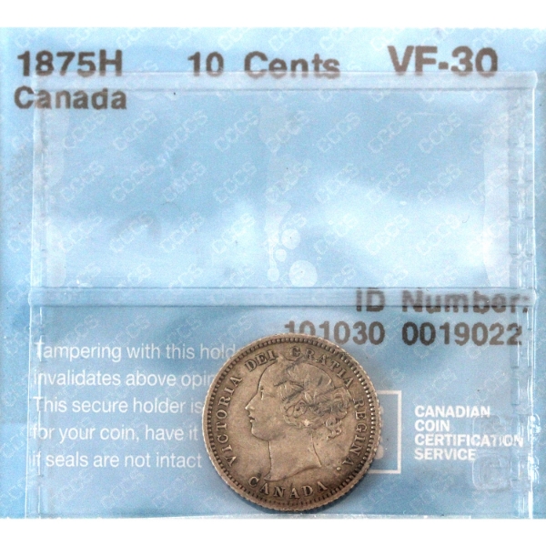 10-cent 1875H CCCS Certified VF30