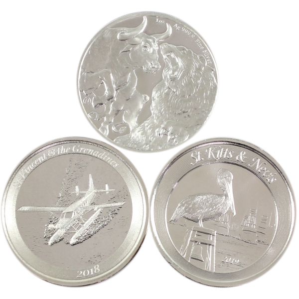 3x 1oz World 2018-2022 .999 Fine Silver Rounds. 3pcs. (Tax Exempt)