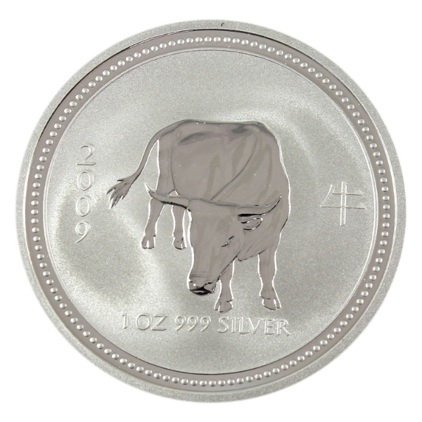 1oz Australia 2007 $1 2009 Year of the Ox .999 Fine Silver Round (Tax Exempt)
