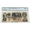 Image 1 : 380-10-10-12a 1858 $2 International Bank of Canada Large Blue SN, Red Protectors Legacy CUNC64 Fitch