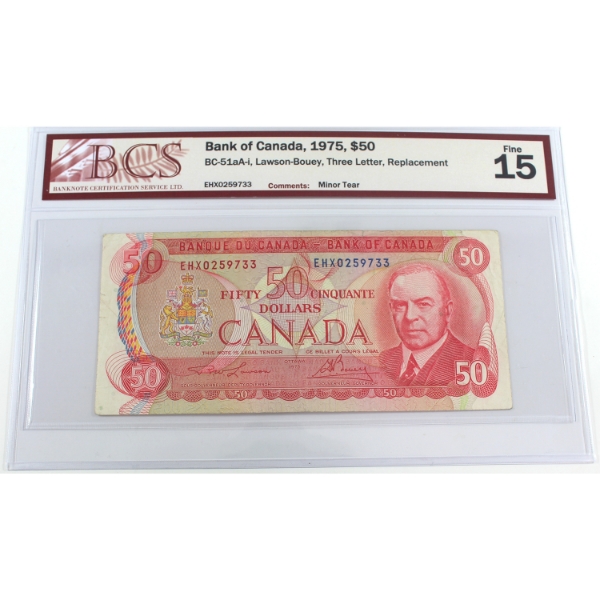 BC-51aA-i 1975 $50 EHX Replacement BCS F15 Lawson-Bouey SN:EHX0259733