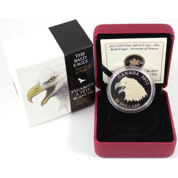 2013 $20 The Bald Eagle - Portrait of Power .9999 Fine Silver Coin (Tax Exempt)