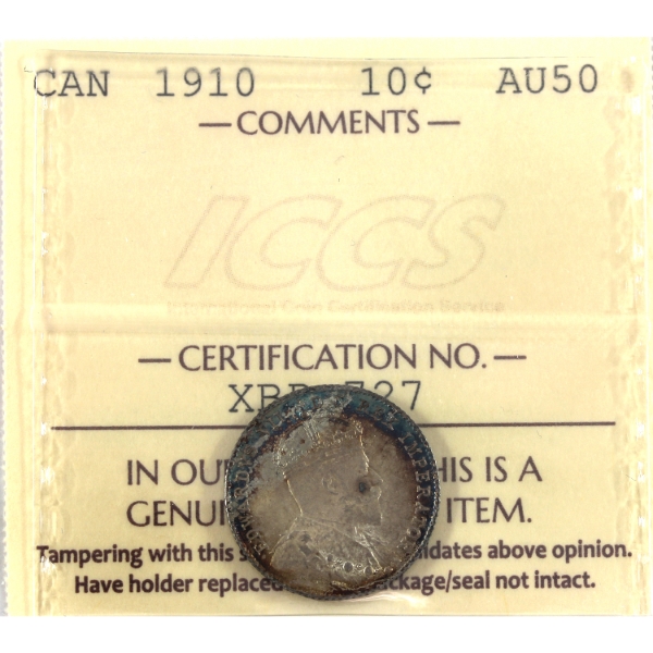10-cent 1910 ICCS AU50