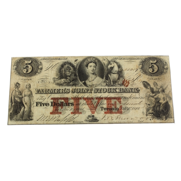 280-14-04-08 1849 $5 Farmer's Joint Stock Banking Co. VF-EF Phipps-Sherwood