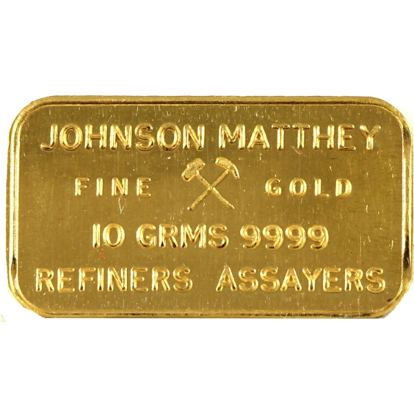 10g Gold Johnson Matthey London Vintage Landscape .9999 Gold Pressed Bar (Tax Exempt)