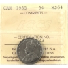 Image 1 : 5-cent 1935 ICCS MS64