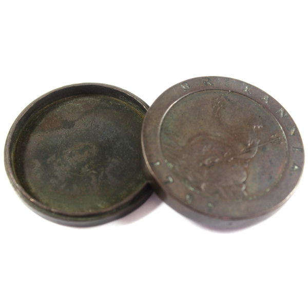 Antique Trick Coin Box that Separates into 2 Halves