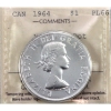 Silver $1 1964 Missing Dot ICCS PL66