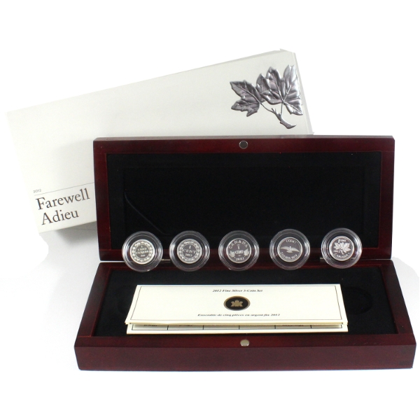 2012 1-cent Farewell to the Penny 5-coin Fine Silver Set (Tax Exempt)