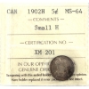 Image 1 : 5-cent 1902H Small H ICCS MS64