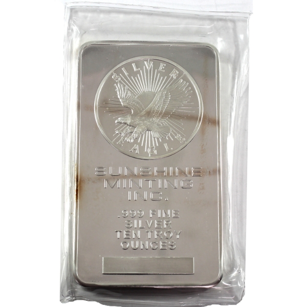 10oz Sunshine Mint .999 Fine Silver Bar (Tax Exempt)
