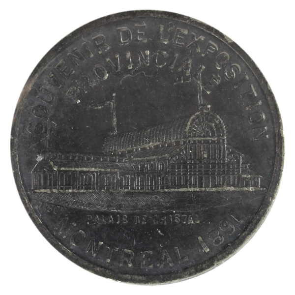 Canada 1891 Montreal Exhibition Souvenir Medal (Leroux-1517b) 7.3g-Pewter, 28mm