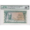 Image 1 : Guinea 1960 Pick#15a 1000 Francs Note PMG AU50 Printer: TDLR Wmk: Dove SN: C627495 
