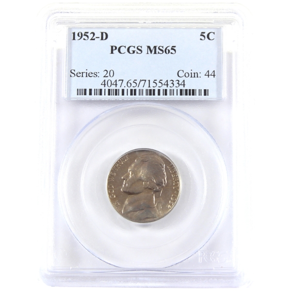 USA 1952D Jefferson Nickel PCGS MS64 Series 20 Coin 44