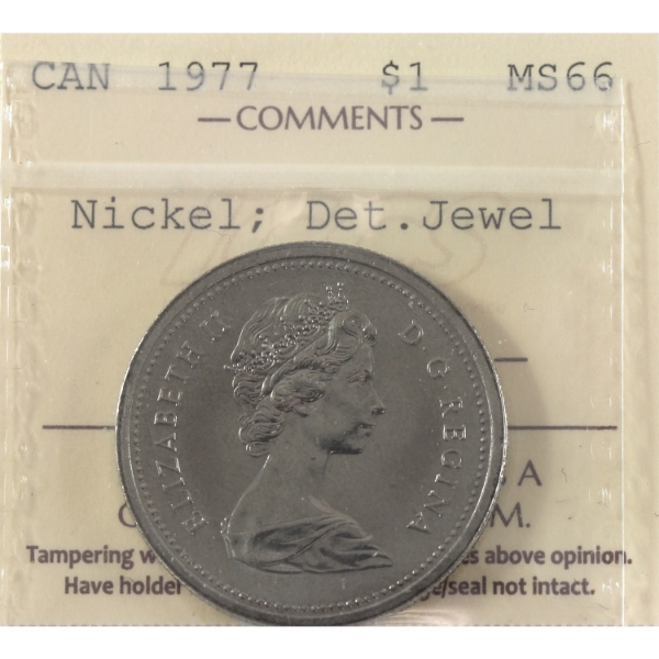 Nickel $1 1977 Detached Jewel ICCS MS66