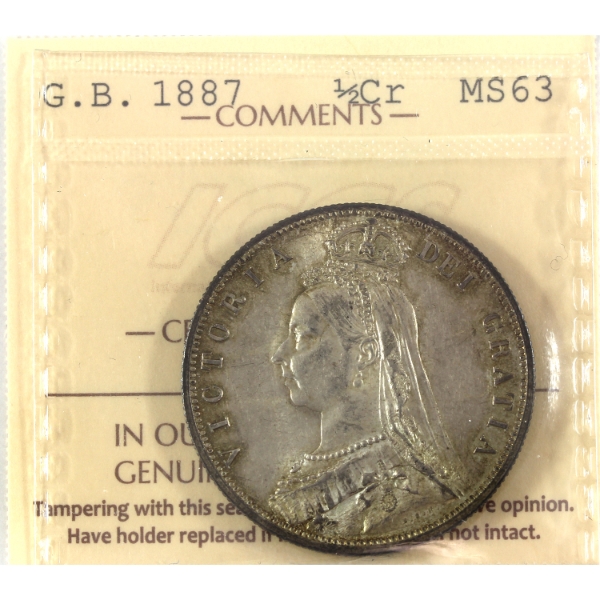 Great Britain Silver 1887 Half Crown ICCS MS63