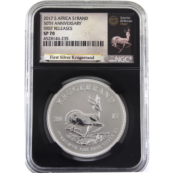 South Africa 2017 50th Ann. Privy Krugerrand 1oz .999 Silver NGC SP70 First Releases (Tax Exempt)