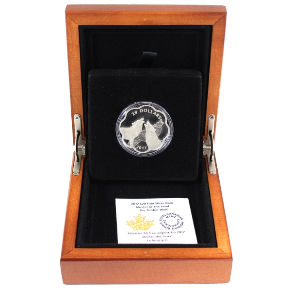 2017 $20 Master of the Land - The Timber Wolf Fine Silver Coin (Tax Exempt)