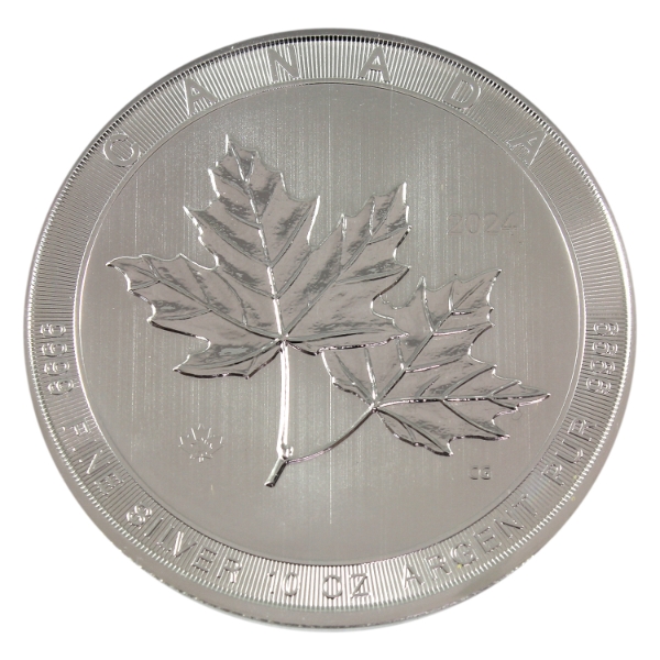 10oz 2024 $50 Magnificent Maple Leaves .9999 Fine Silver Round (Tax Exempt)