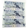 Image 1 : BC-56d 1986 $5 Consecutive UNC or Better Knight-Thiessen SN:ANJ5541141-"43. 3pcs.