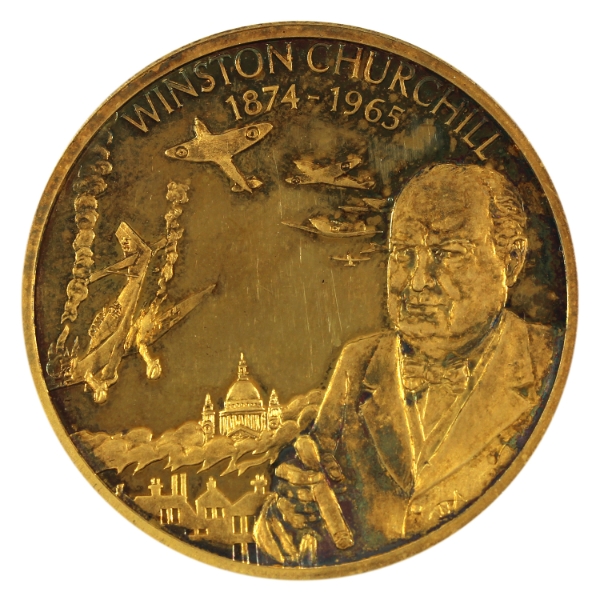 East Caribbean States 2003 $2 Winston Churchill Gold Plated Cupronickel Coin