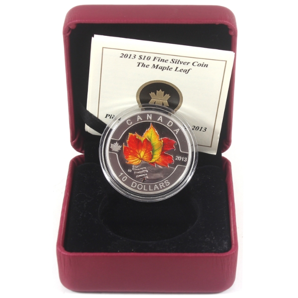 2013 $10 O Canada - The Maple Leaf Coloured 1/2oz .9999 Fine Silver Coin (Tax Exempt)
