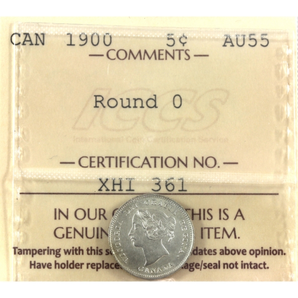 5-cent 1900 Round 0 ICCS AU55
