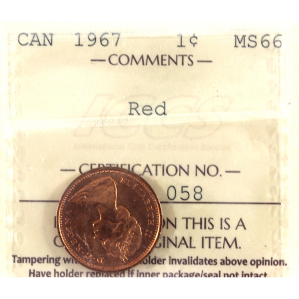 1-cent 1967 ICCS MS66 Red