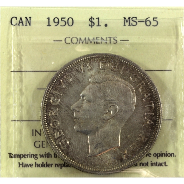 Silver $1 1950 ICCS MS65