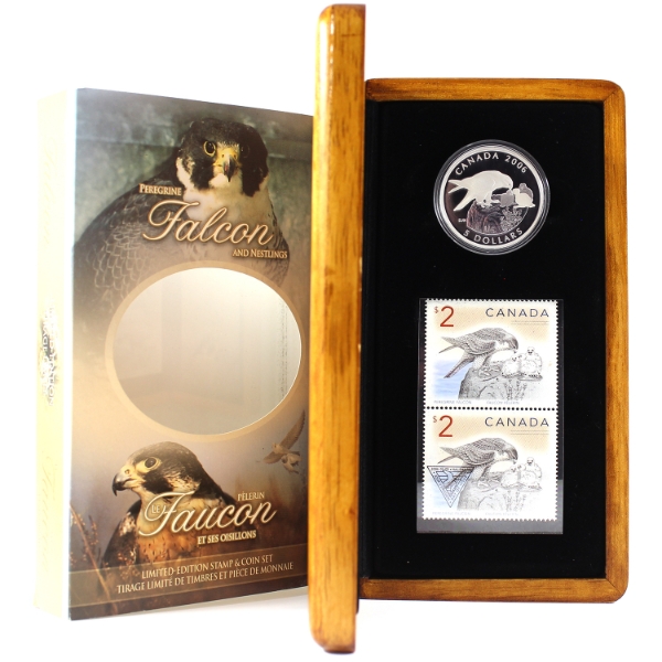 2006 $5 Peregrine Falcon & Nestlings Coin & Stamp Set (Tax Exempt)