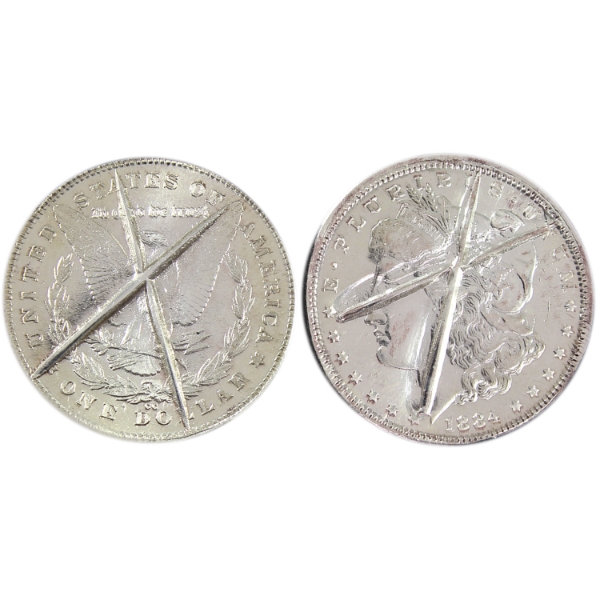 USA Silver 1884CC Morgan Dollar Restrike on Cancelled Dies. 2pcs.