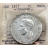 Image 1 : Silver $1 1947 Blunt 7 ICCS MS60