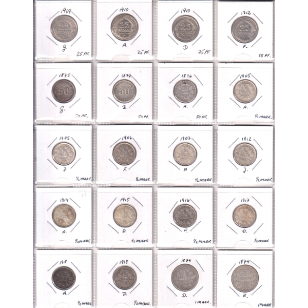 Bulk Lot of Germany Mixed Denomination 1874-1936 in 20-Pocket Sheets. 40pcs.