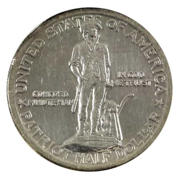 USA Silver 1925 Half Dollar Lexington Concord UNC+ (Cleaned)