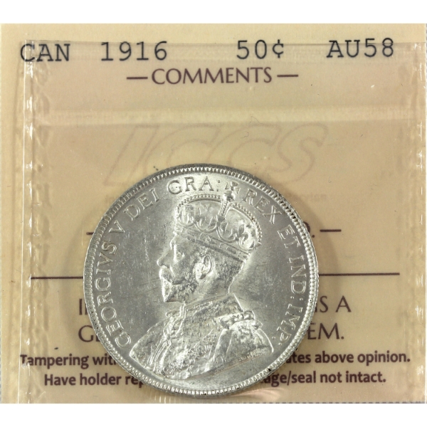 50-cent 1916 ICCS AU58