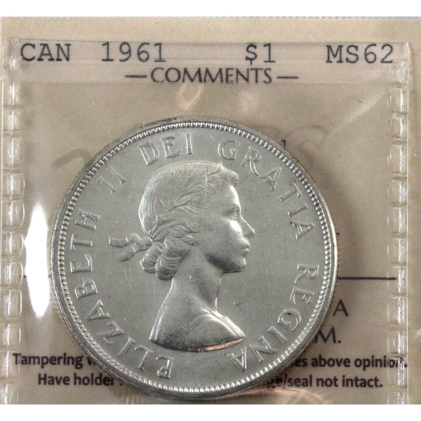 Silver $1 1961 Arrowhead ICCS MS62