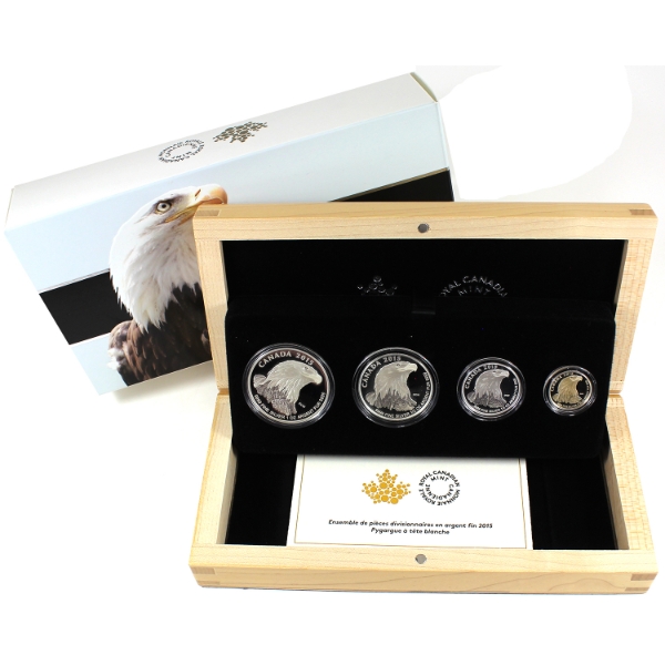 2015 Bald Eagle .9999 Fine Silver 4-coin Fractional Set (Tax Exempt)
