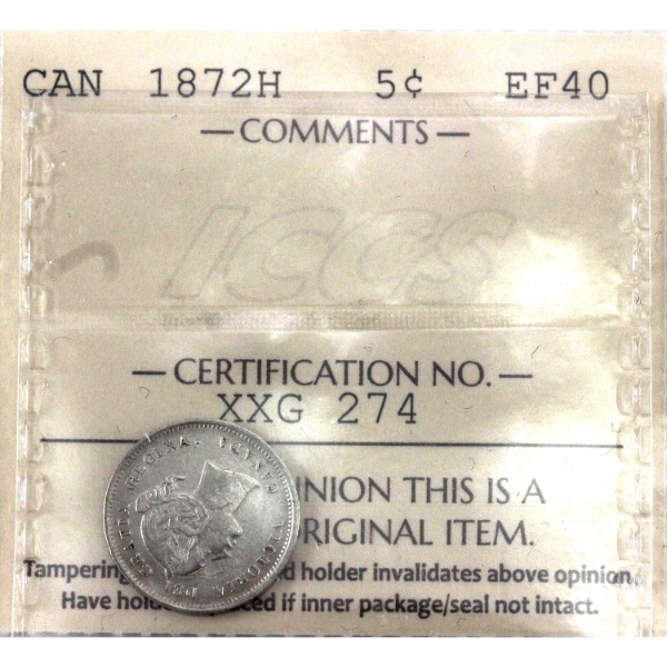 5-cent 1872H ICCS EF40