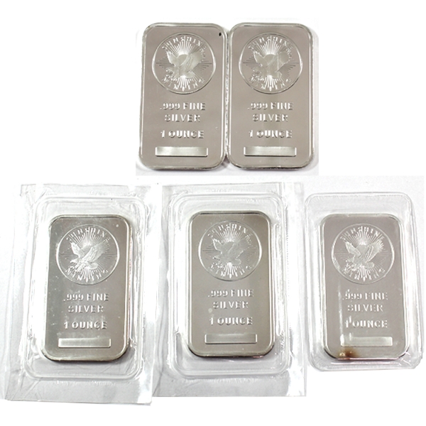 5x 1oz Sunshine Mint .999 Fine Silver Bars. 5pcs. (Tax Exempt)
