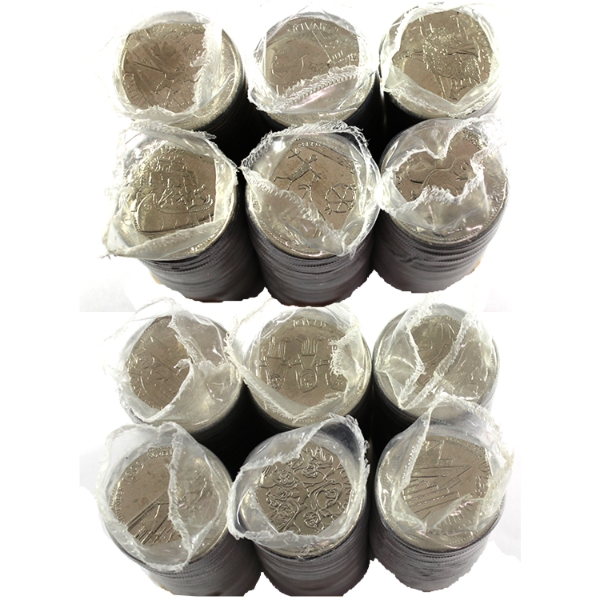 25-cent 1999 Millennium Commemorative Full Set Rolls of 40pcs. 12 Rolls.