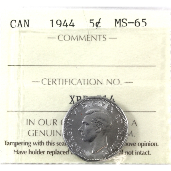5-cent 1944 ICCS MS65