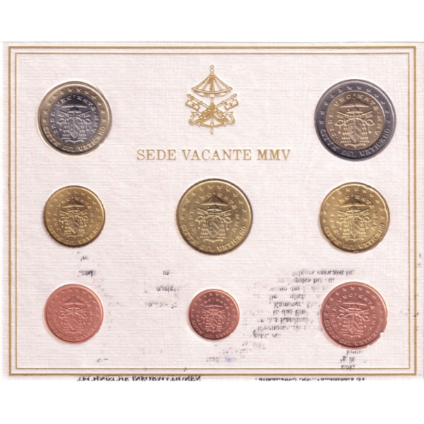 Vatican City MMV 2005 Sede Vacante 8-Coin Set UNC - RARE!
