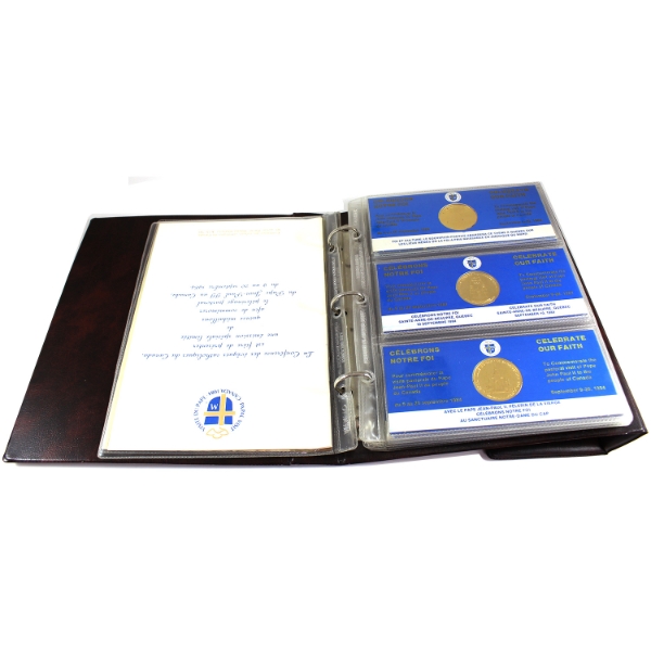 1984 Commemorative Pope John Paul II's Visit to Canada 15 Medallion Set in Brown Binder