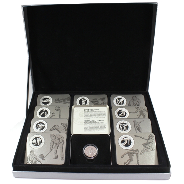 Full Set! 1998-2000 Canada 50-cent History of Canadian Sports 12-Piece Set of Sterling Silver Coins