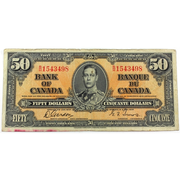 BC-26b 1937 $50 Gordon-Towers SN: B/H1543498