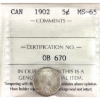 Image 1 : 5-cent 1902 ICCS MS65